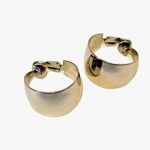 Lia Sophia Silver Tone Clip-on Earrings 1" Hoop 5/8" Width